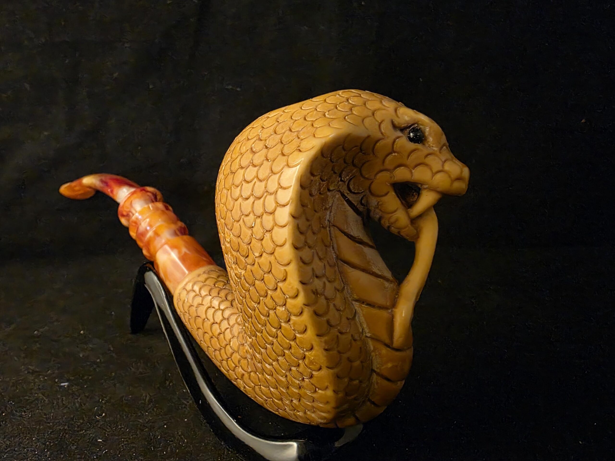 King Kobra Figural Meerschaum Pipe, Fitted Case, Block Meerschaum, Seafoam, Turkish Meerschaum, - Image 5