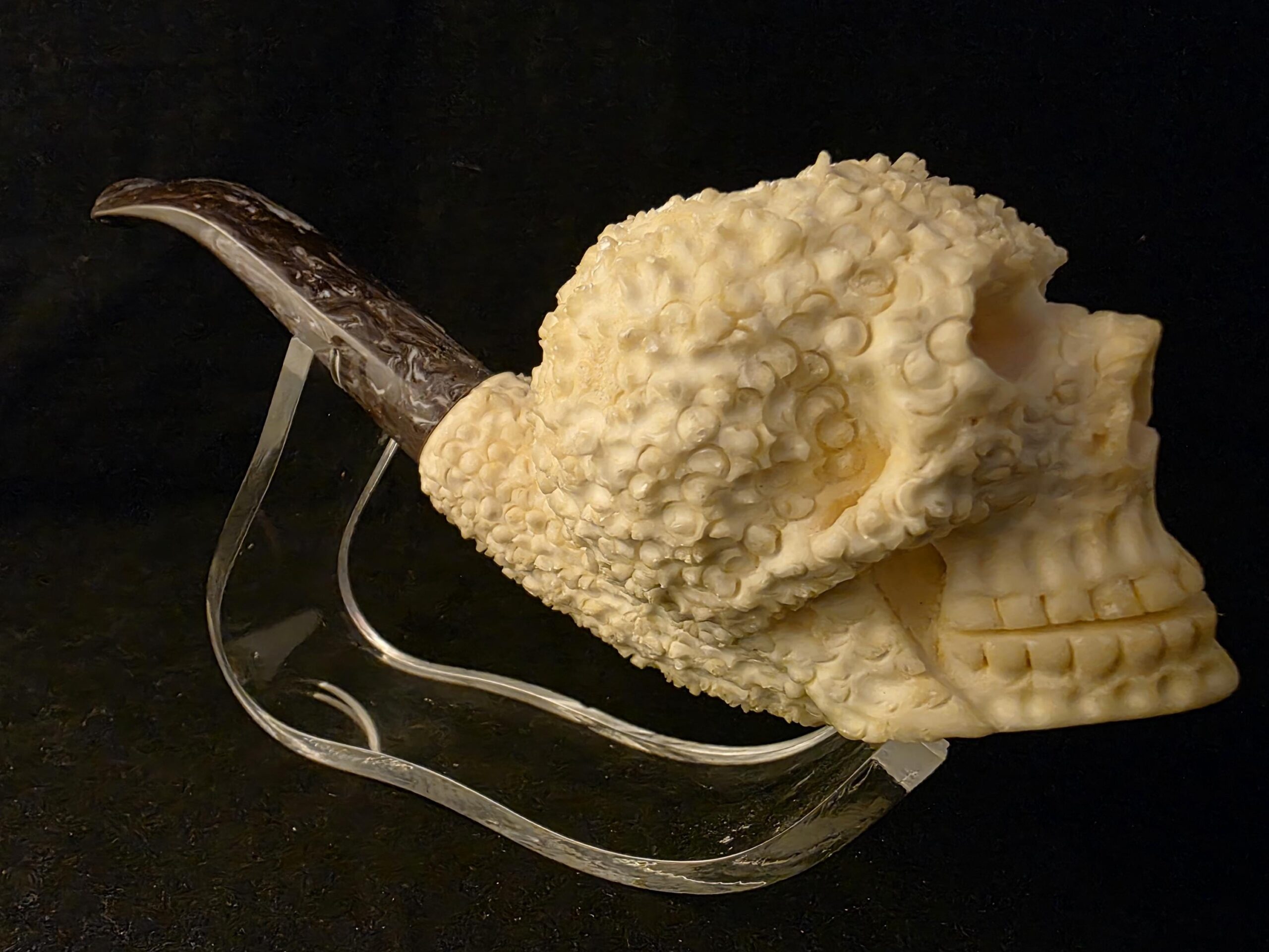 Rustic Style Skull Design Meerschaum Pipe, Fitted Case, Block Meerschaum, Turkish Meerschaum,Sea Foam - Image 10