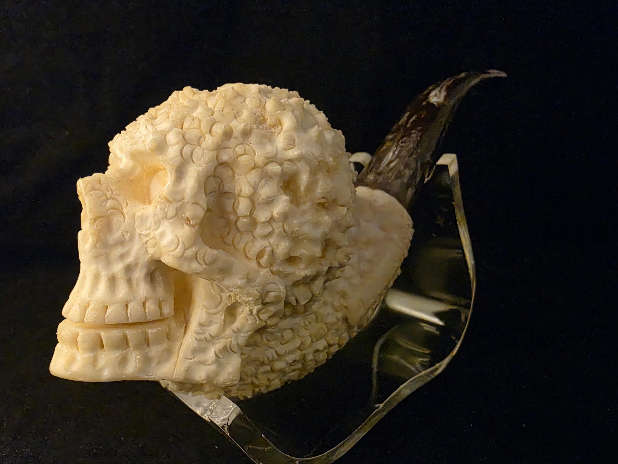 Rustic Style Skull Design Meerschaum Pipe, Fitted Case, Block Meerschaum, Turkish Meerschaum,Sea Foam - Image 8