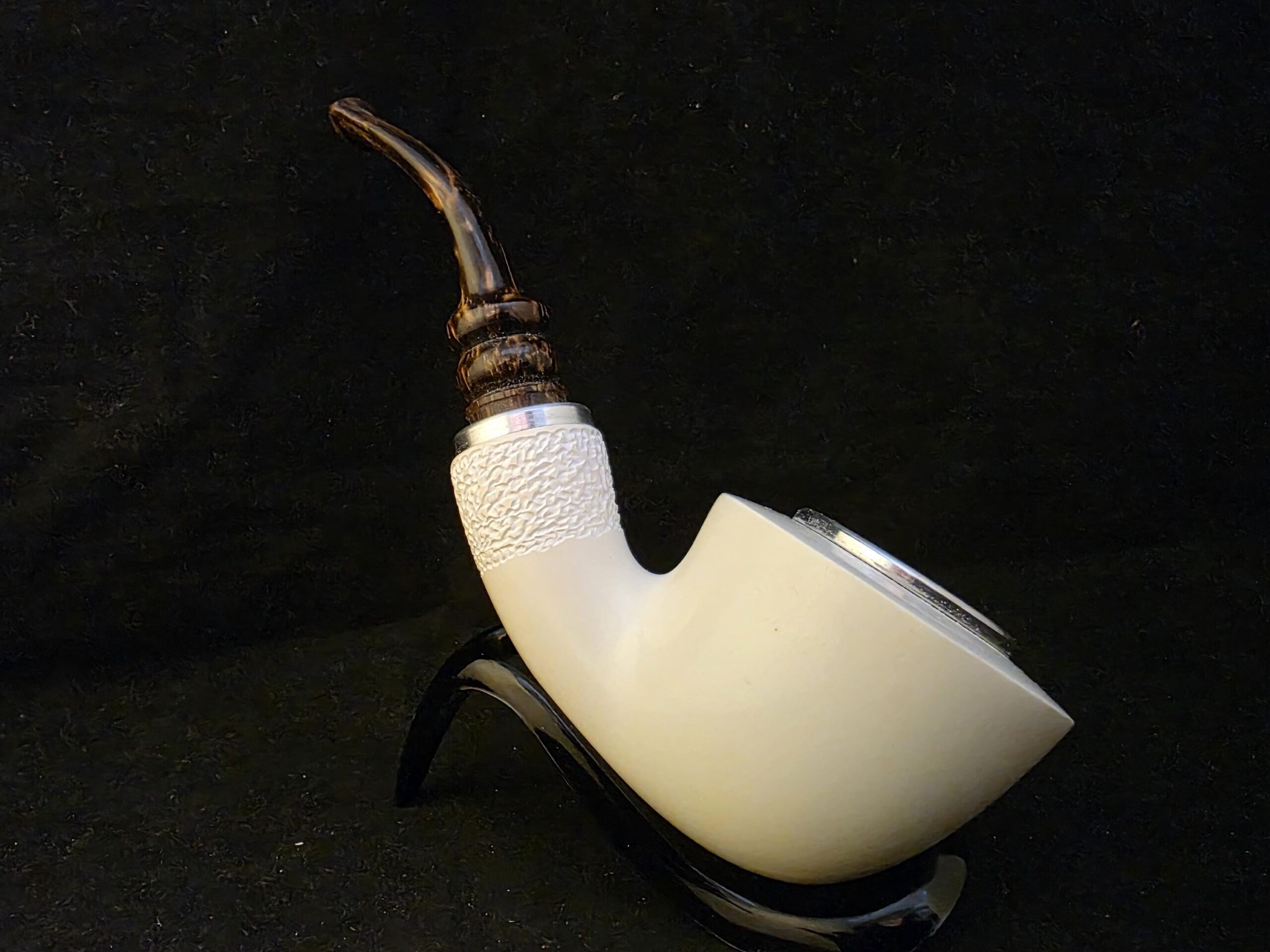 Smoot Classic Meerschaum Pipe,Reverse Calabash Chamber, Fitted Case,Push and Pull Stem System Block Meerschaum, Turkish Meerschaum,Sea Foam - Image 4