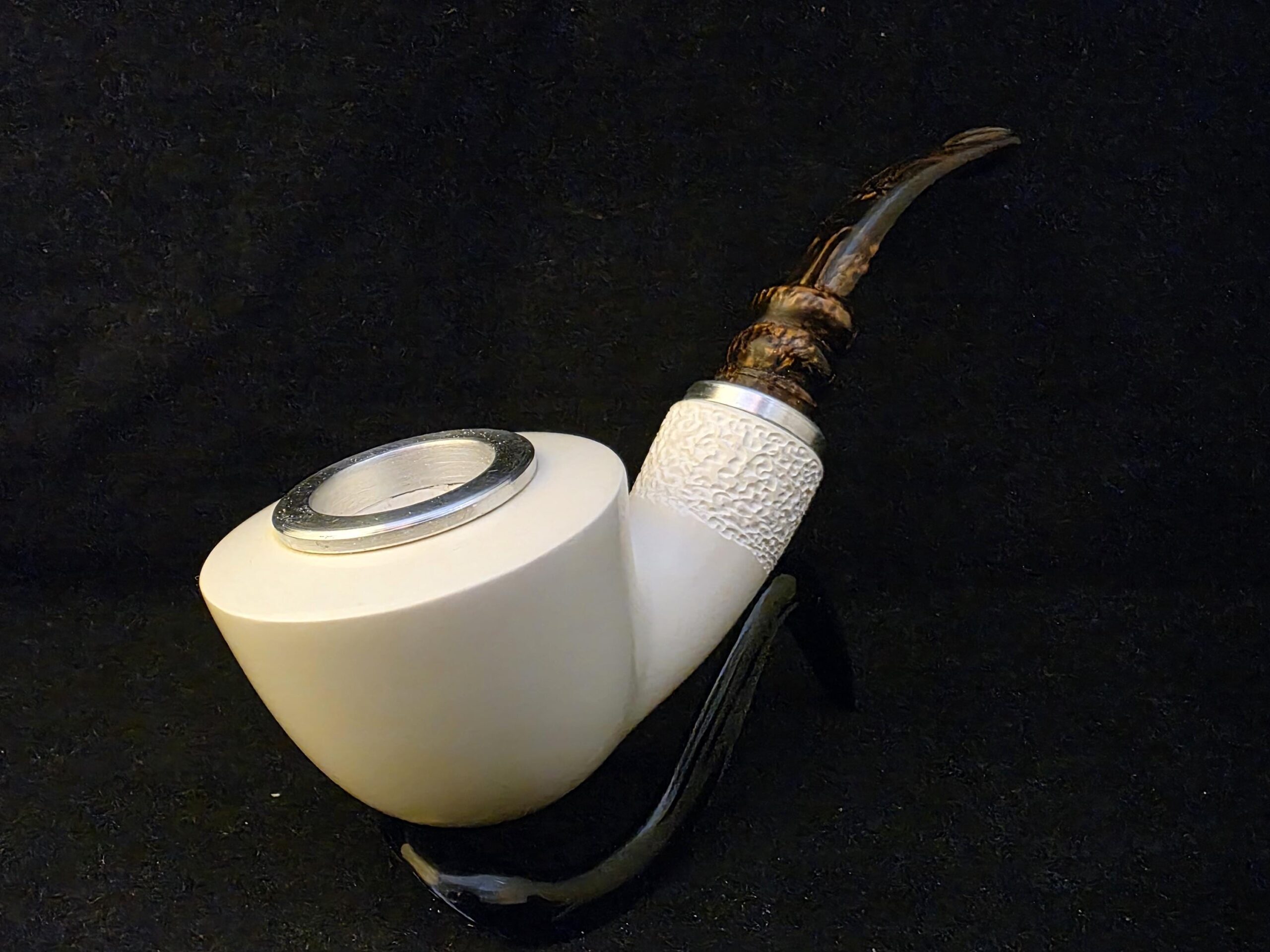 Smoot Classic Meerschaum Pipe,Reverse Calabash Chamber, Fitted Case,Push and Pull Stem System Block Meerschaum, Turkish Meerschaum,Sea Foam - Image 2