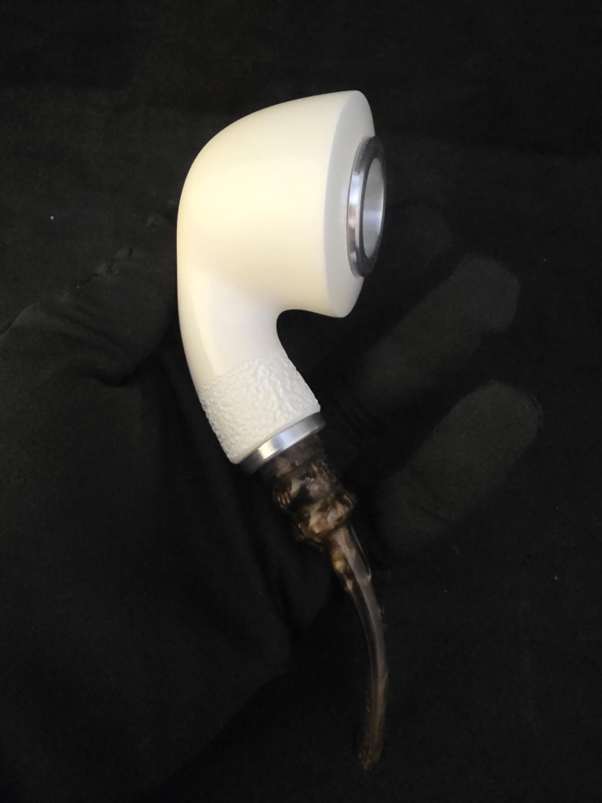 Smoot Classic Meerschaum Pipe,Reverse Calabash Chamber, Fitted Case,Push and Pull Stem System Block Meerschaum, Turkish Meerschaum,Sea Foam - Image 9