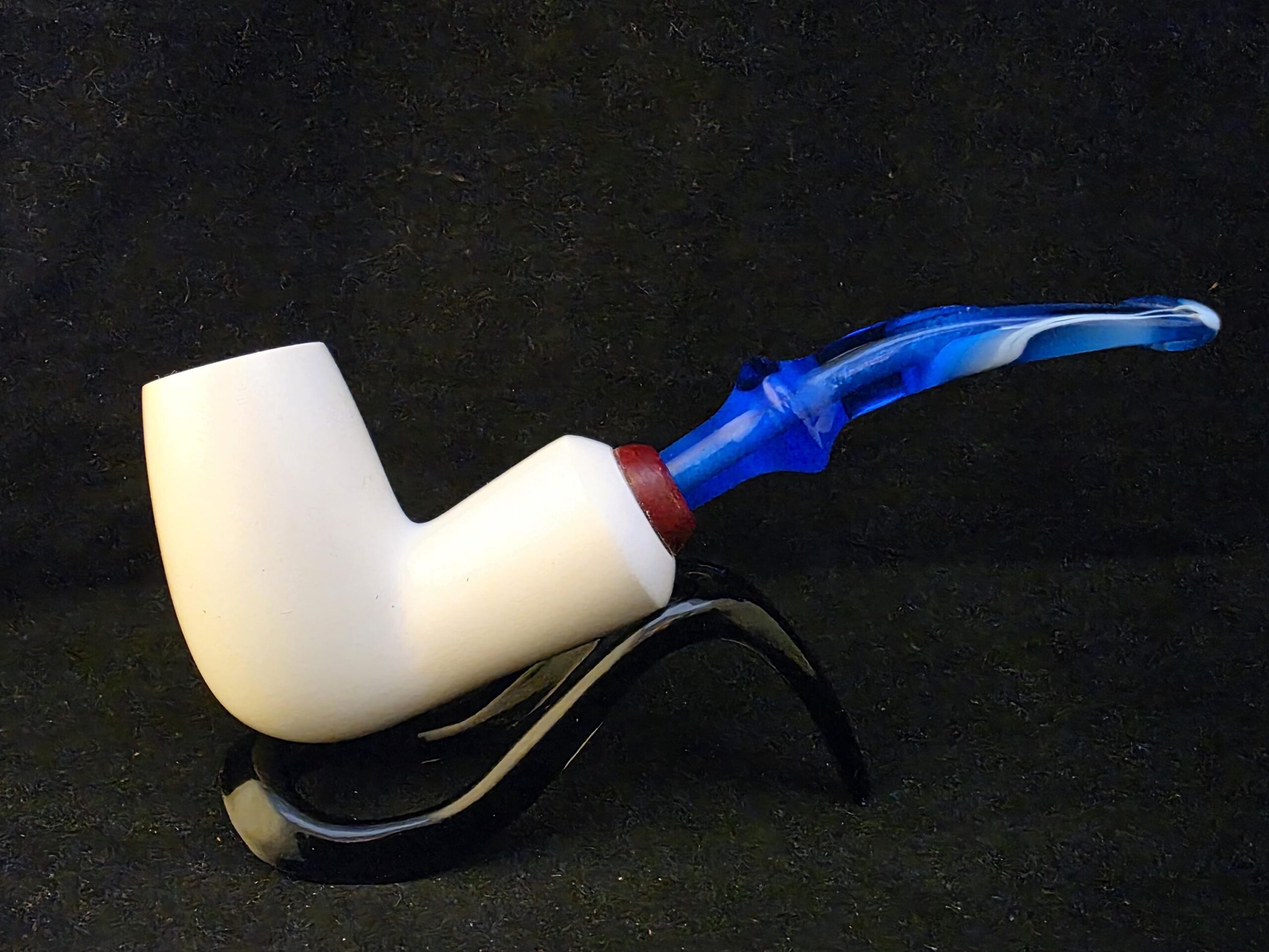 Smoot Classic Meerschaum Pipe,Special Briar Ring Design, Fitted Case,Push and Pull Stem System Block Meerschaum, Turkish Meerschaum,Sea Foam - Image 5