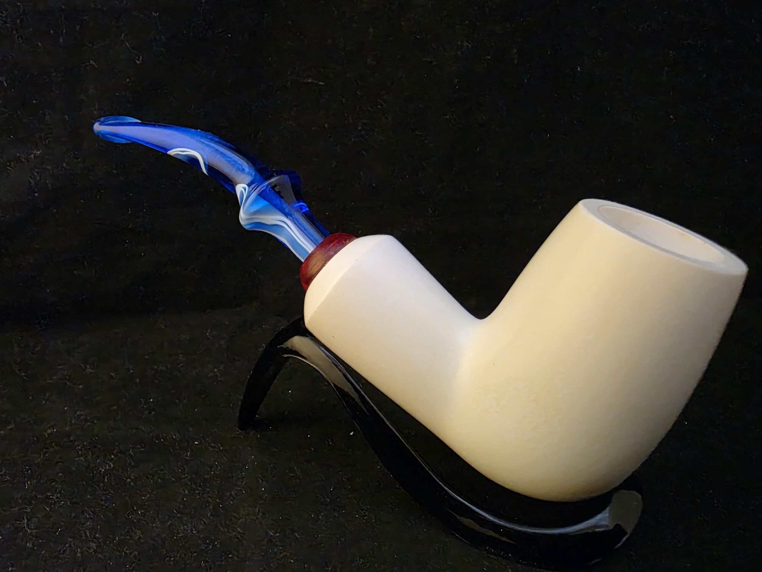 Smoot Classic Meerschaum Pipe,Special Briar Ring Design, Fitted Case,Push and Pull Stem System Block Meerschaum, Turkish Meerschaum,Sea Foam - Image 7