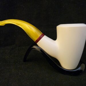 Smoot Classic Meerschaum Pipe,Special Briar Ring Design, Fitted Case,Push and Pull Stem System Block Meerschaum, Turkish Meerschaum,Sea Foam