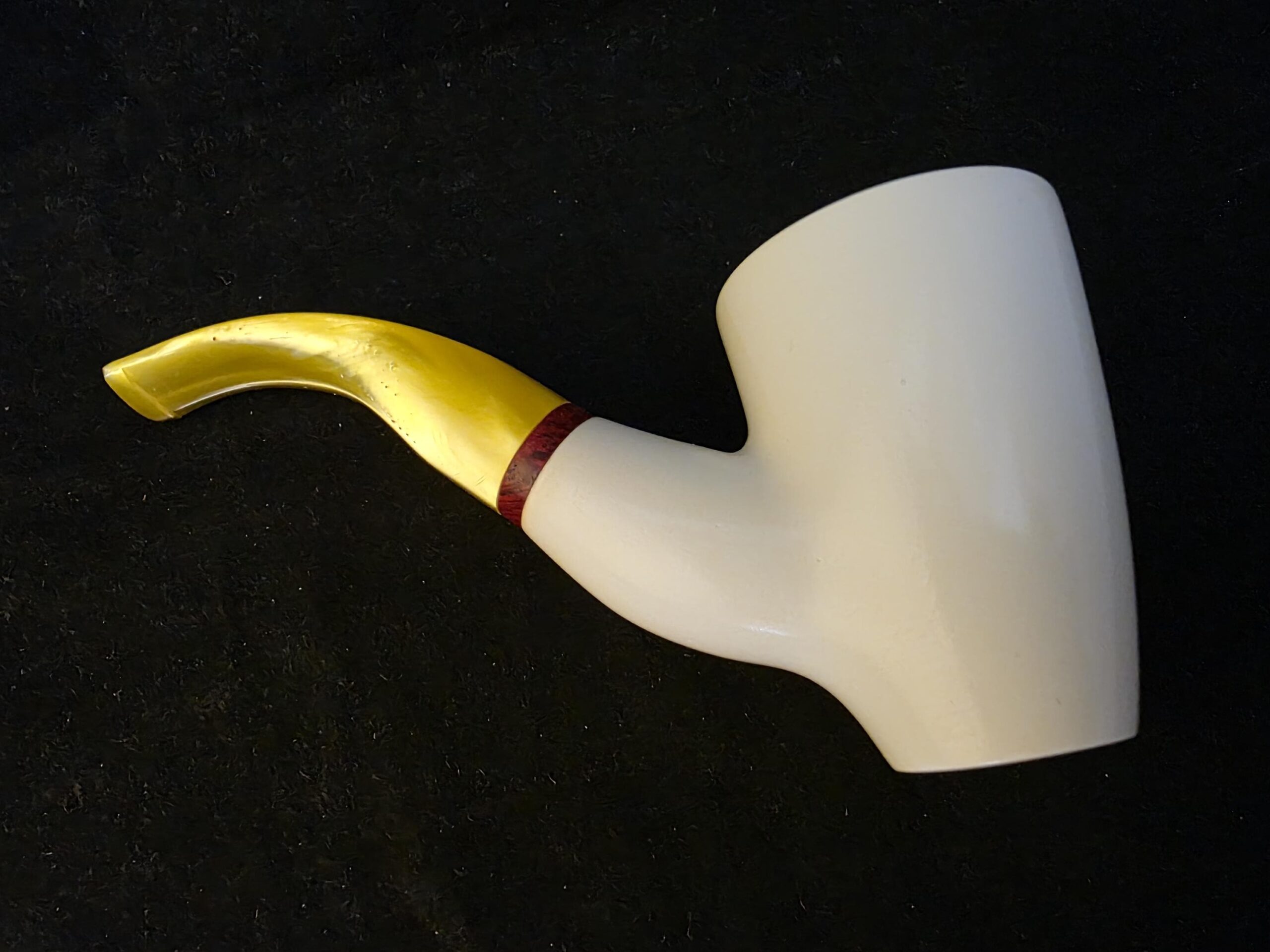 Smoot Classic Meerschaum Pipe,Special Briar Ring Design, Fitted Case,Push and Pull Stem System Block Meerschaum, Turkish Meerschaum,Sea Foam - Image 5