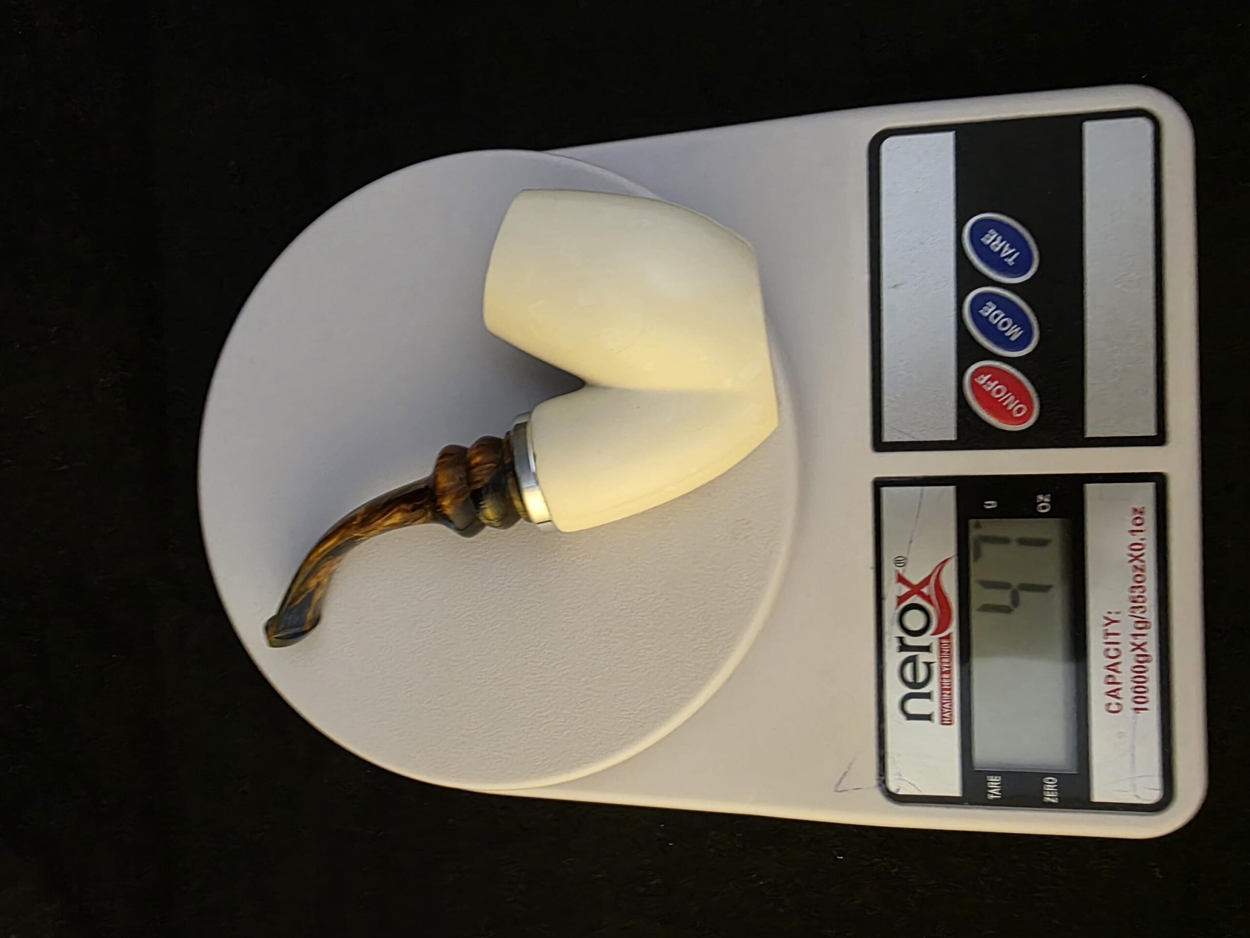 Unique Design Meerschaum Pipe, Hlaf Rustic half Smooth, Fitted Case,Push and Pull Stem System,Reverse Calabash Chamber, Block Meerschaum, - Image 10