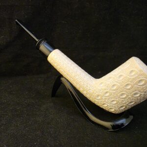 Depicted Billiard Meerschaum Pipe, Long Shank Meerschaum , Fitted Case, Block Meerschaum,