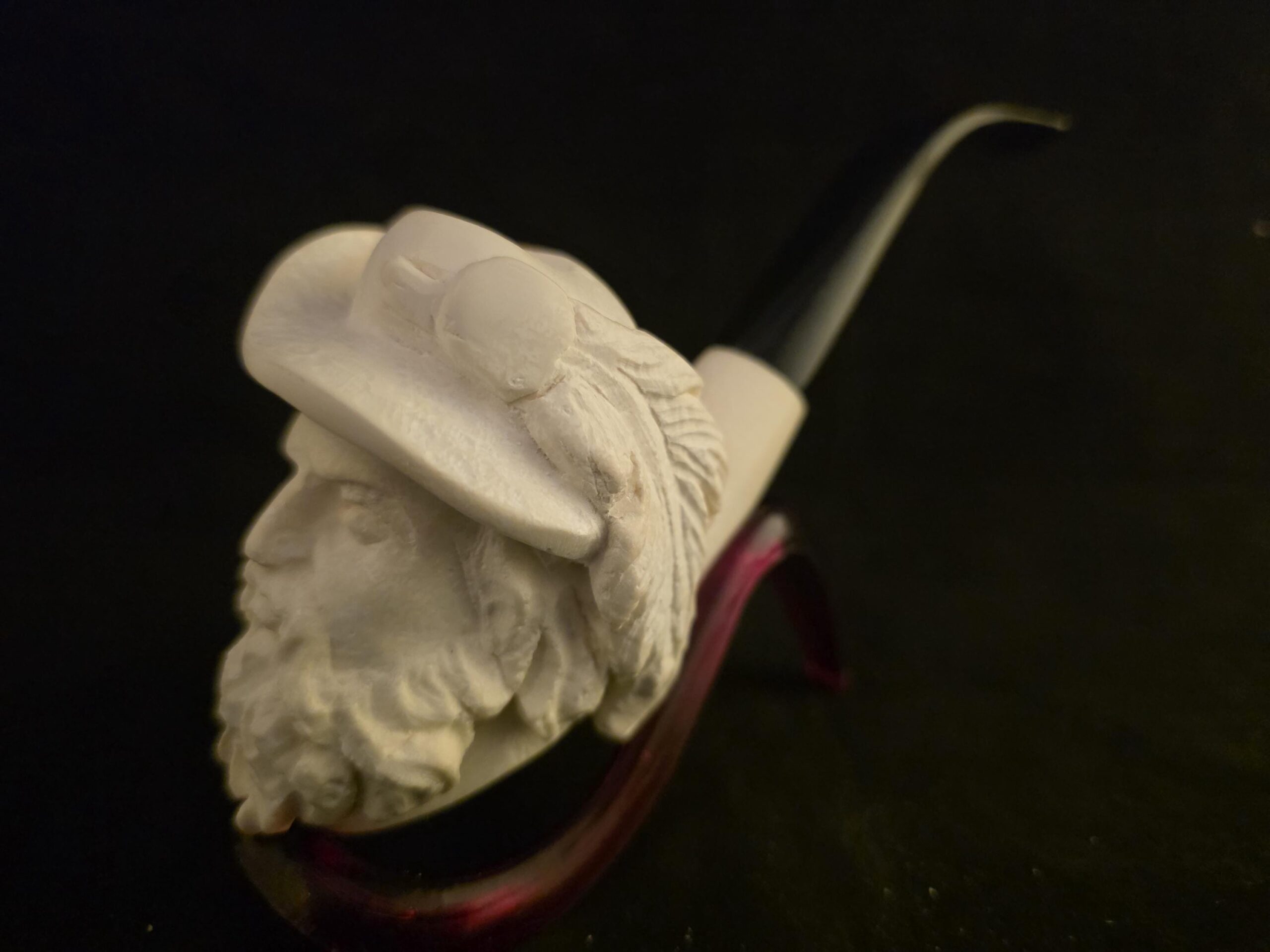 Spanish Knight Meerschaum Pipe, Acrylic Stem, Fitted Case, Block Meerschaum, Turkish Meerschaum,Sea Foam - Image 3