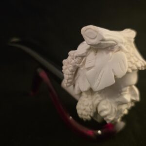 Bacchus Hand-Carved Meerschaum Pipe, God of Wine, Acrylic Stem, Collector's Piece