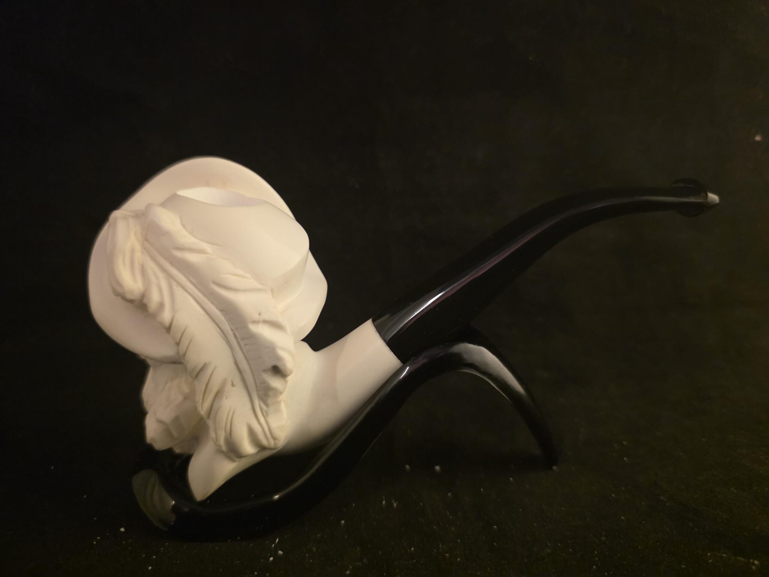 Spanish Knight Meerschaum Pipe, hand-carved historical figure, acrylic stem. - Image 5