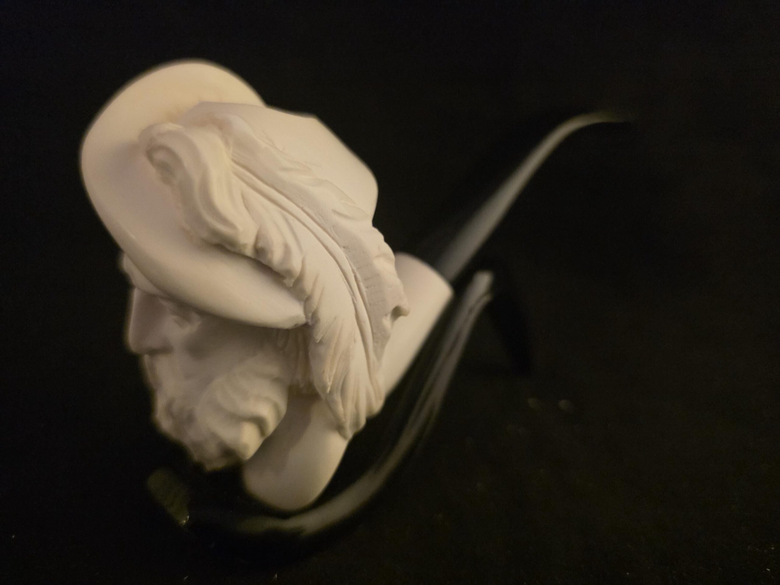 Spanish Knight Meerschaum Pipe, hand-carved historical figure, acrylic stem. - Image 4