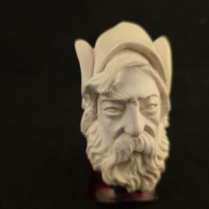 Viking Warrior Meerschaum Pipe, hand-carved ruler, acrylic stem.