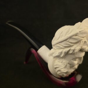 Zeus Figural meerschaum Pipe, Ancien greek God, hand-carved ruler, acrylic stem.